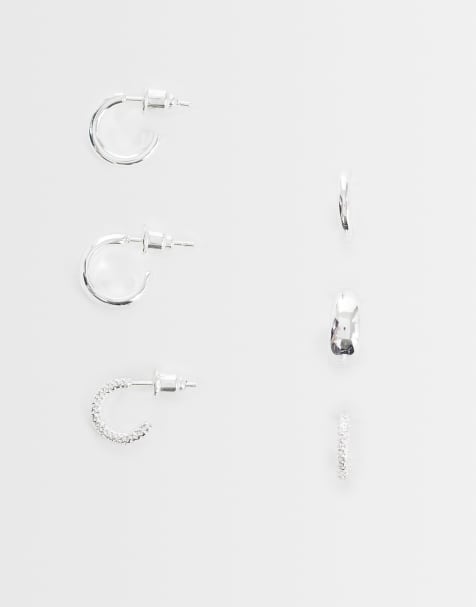 Accessorize – Z – 3er-Pack dicke Creolen mit Versilberung - view 1