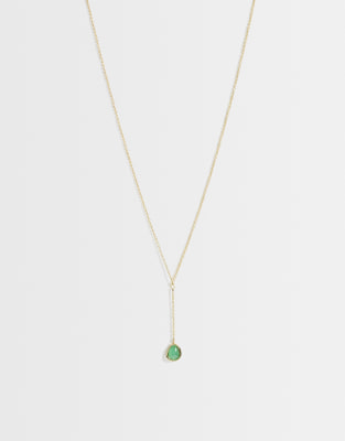 Accessorize Z Aventurine Lariat Chain Necklace In Gold