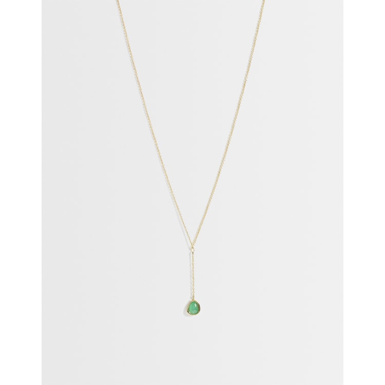 Accessorize Z aventurine lariat chain necklace in 14k gold plated