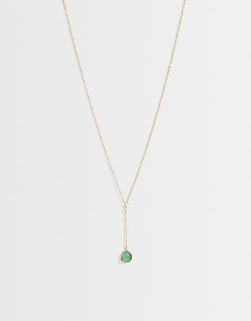 Accessorize Z aventurine lariat chain necklace in 14k gold plated