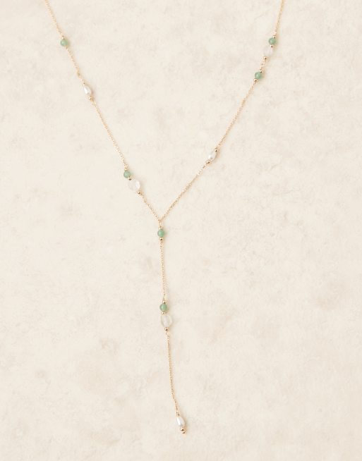 Accessorize Z aventurine y laryet necklace in 14k gold plated, 2 of 3