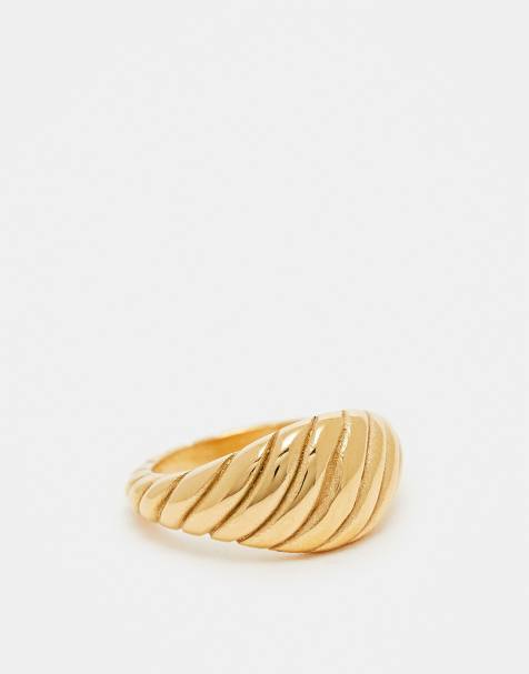 Accessorize - Z - Bague chunky torsadée en acier inoxydable plaqué or - view 1