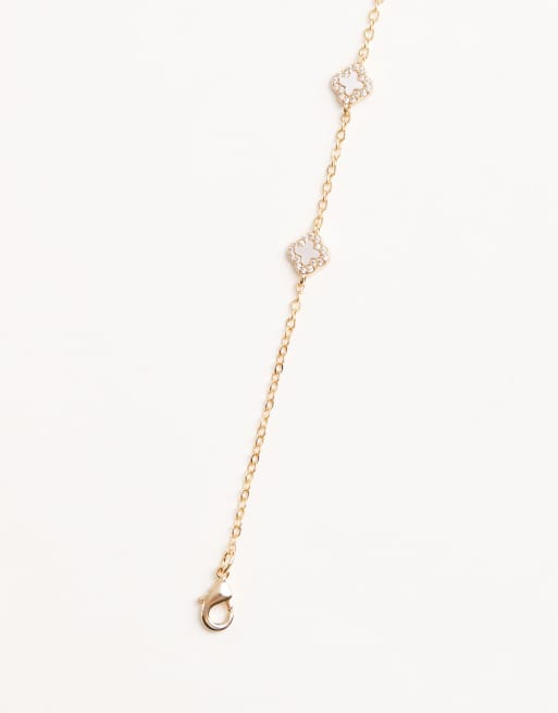 Accessorize - Z - Bracelet avec trèfles en plaqué or 14 carats, 3 de 3