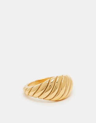 Accessorize - Z - Breiter, 14-karätig vergoldeter Ring mit Twist-Design-Goldfarben