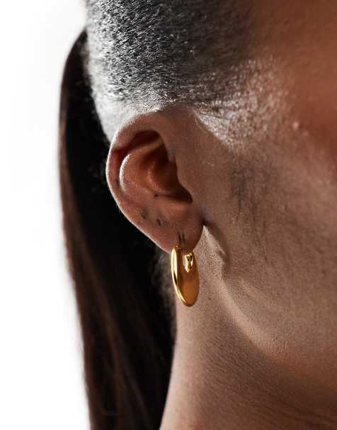 Accessorize - Z - Chunky hoop-øreringe med viftedesign og 14 k guldbelægning - view 1