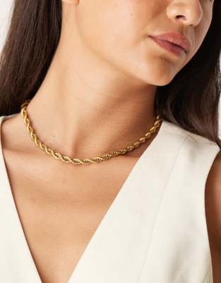 Accessorize Accessorize Z chunky rope chain in 14k gold plated