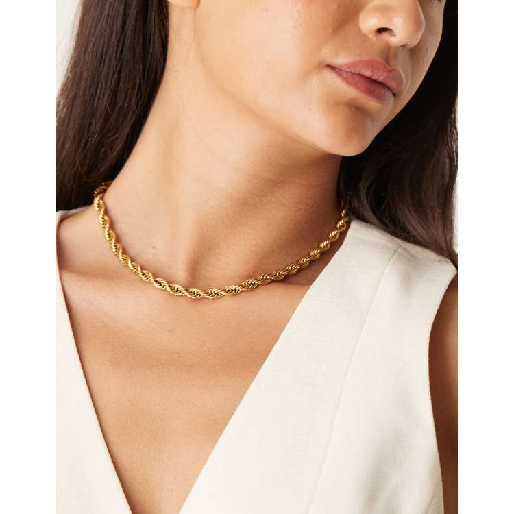 アクセサリー wide rope chain design necklace Accessorize Z chunky rope chain in 14k gold plated | ASOS
