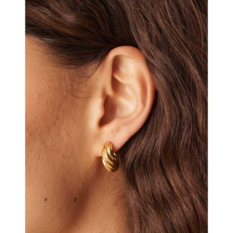 925 Sterling Silver Vintage Shiny Hollow Swirl Twist Hoop