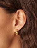 [Accessorize] Accessorize Z chunky twisted hoops in gold plated stainless steel No Size GOLD