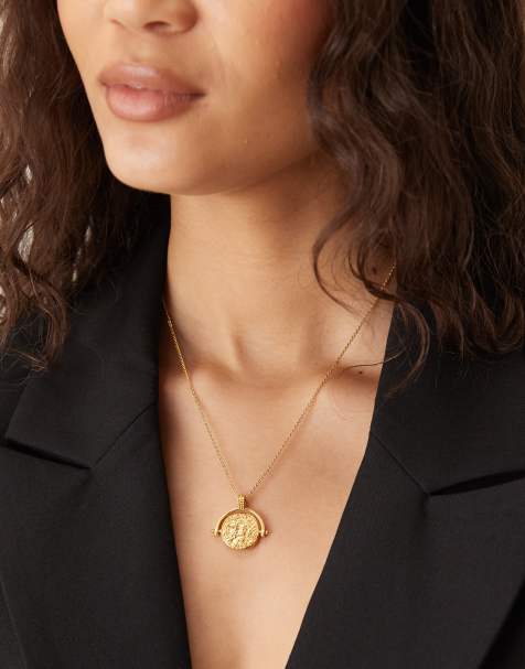 Accessorize - Z - Collana con pendente a forma di moneta placcata oro 14K - view 1