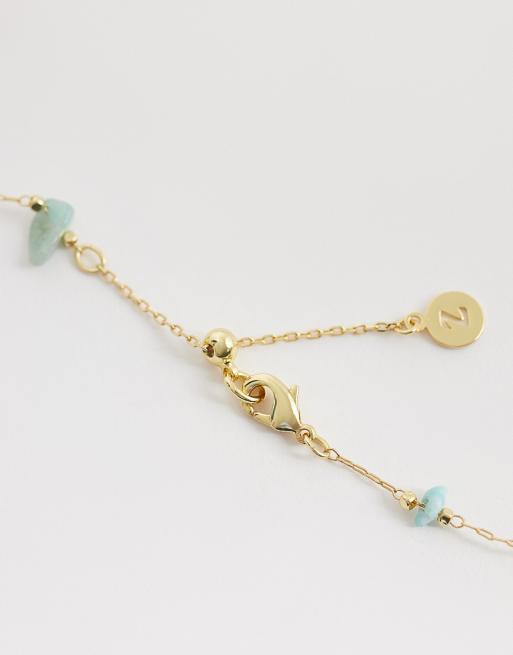 Accessorize Z Collection 14ct gold-plated pink and green stationed starfish necklace, 3 of 4
