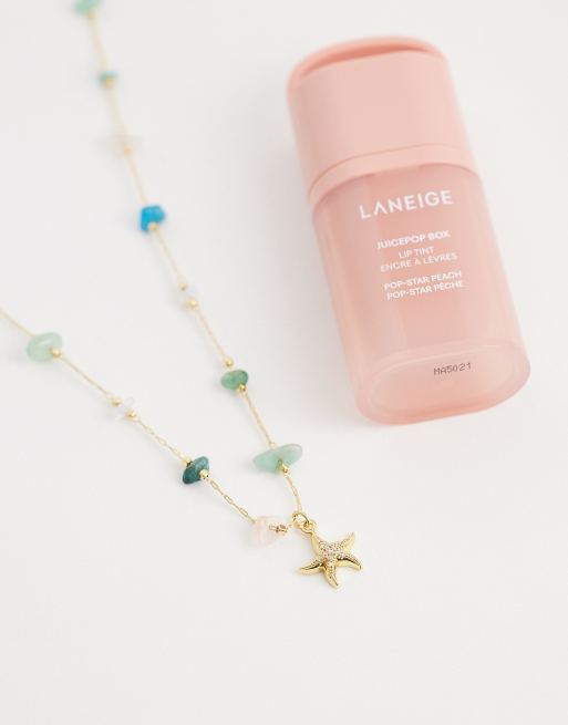 Accessorize – Z Collection – 14karat guldpläterat halsband med rosa och gröna sjöstjärnor, 2 av 4