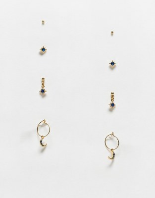 Accessorize Accessorize Z Collection celestial hoop & stud multipack earrings in gold plated