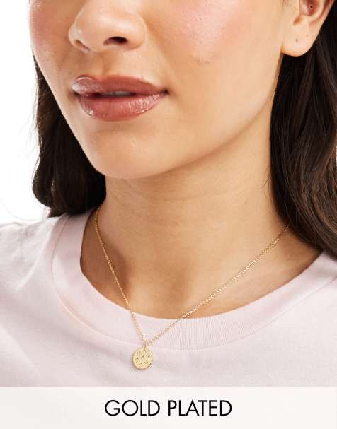 Accessorize - Z Collection - Collana placcata oro con pendente a moneta e cristalli - view 1