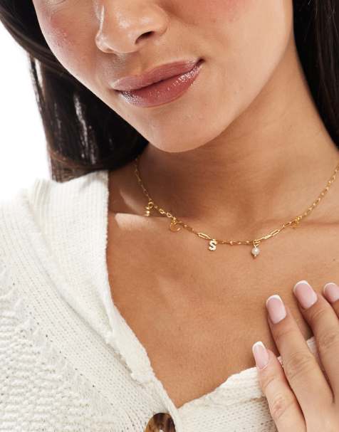 Accessorize - Z Collection - Collier en plaqué or avec breloques célestes et initiale « S » - Doré - view 1
