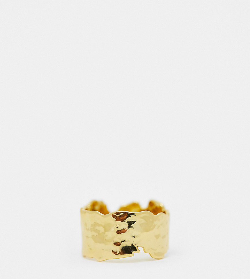 Accessorize Z collection gold plated molten band ring in gold