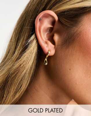 Accessorize Accessorize Z collection gold plated molten charm huggies in gold