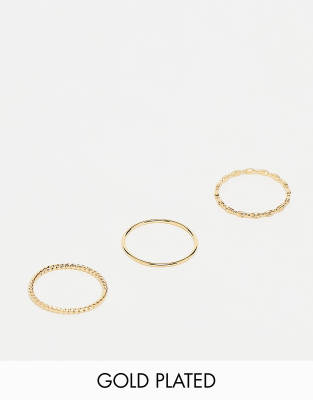 Accessorize Accessorize Z collection gold plated thin stacking rings in gold