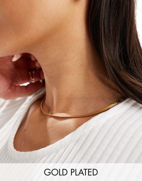 Accessorize – Z Collection – Guldpläterat halsband med platt kedja - view 1
