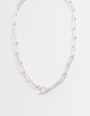 Accessorize Z Collection Molten Link T-bar Necklace In Silver