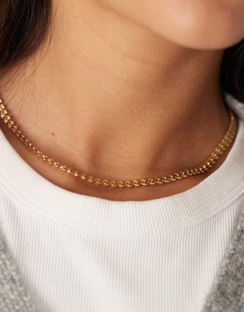 Accessorize – Z Collection – Pozłacany naszyjnik łańcuszkowy ze splotem w kształcie liści - view 1