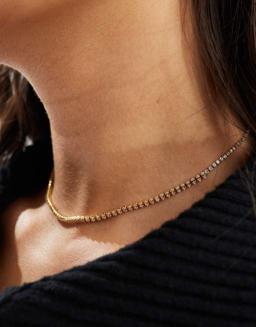 Accessorize – Z Collection – Pozłacany naszyjnik choker z kryształkami