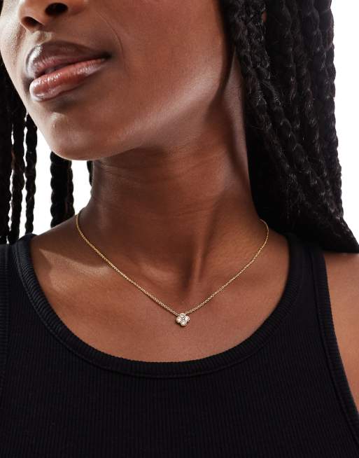 Accessorize – Z Collection – Pozłacany naszyjnik z zawieszką z koniczyną wysadzana kryształkami