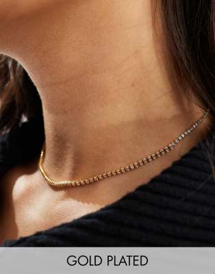 Accessorize - Z Collection - Vergoldete Choker-Halskette mit Kristall-Steinen-Goldfarben