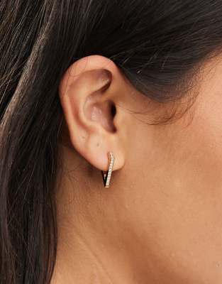 Accessorize - Z Collection - Vergulde hoekige oorbellen met siersteentjes in goud