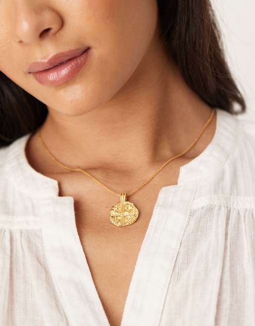 Accessorize - Z - Collier avec pendentif pièce de monnaie en plaqué or