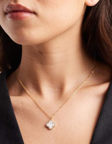 Accessorize - Z - Collier avec pendentif trèfle en plaqué or 14 carats - view 1