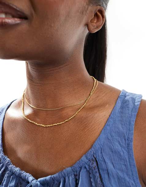 Accessorize - Z - Collier multi-rangs avec chaîne perlée en plaqué or - view 1