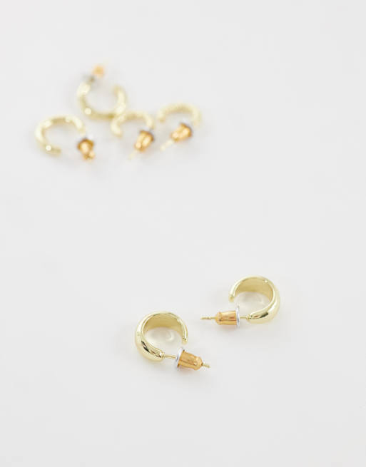 Accessorize - Z - Confezione da 3 paia di orecchini a cerchio spessi placcati in oro 14 kt, 4 di 4