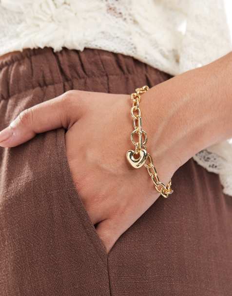 Accessorize Z cut out heart chain bracelet in gold - view 1