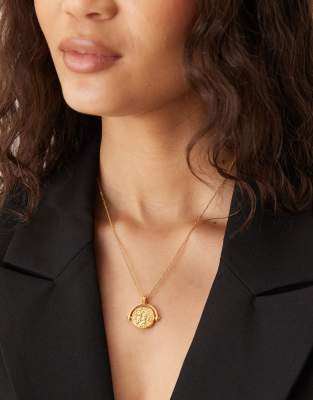 Accessorize Z Faux Coin Spinner Pendant Necklace In Pink