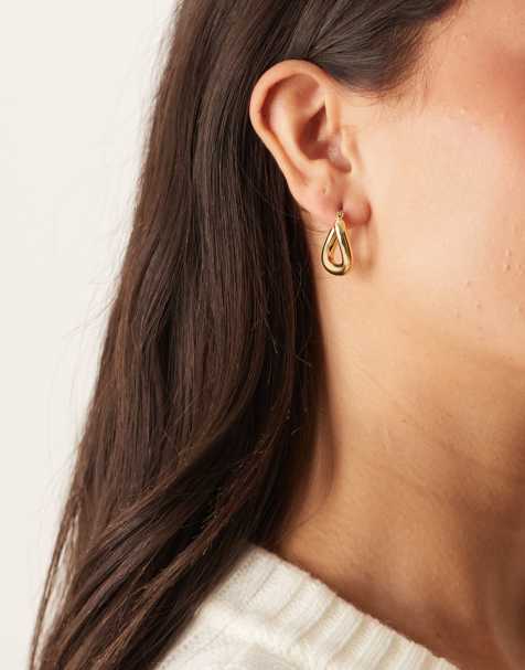 Accessorize - Z - Forgyldte og chunky hoop-øreringe med smeltet metallook - view 1