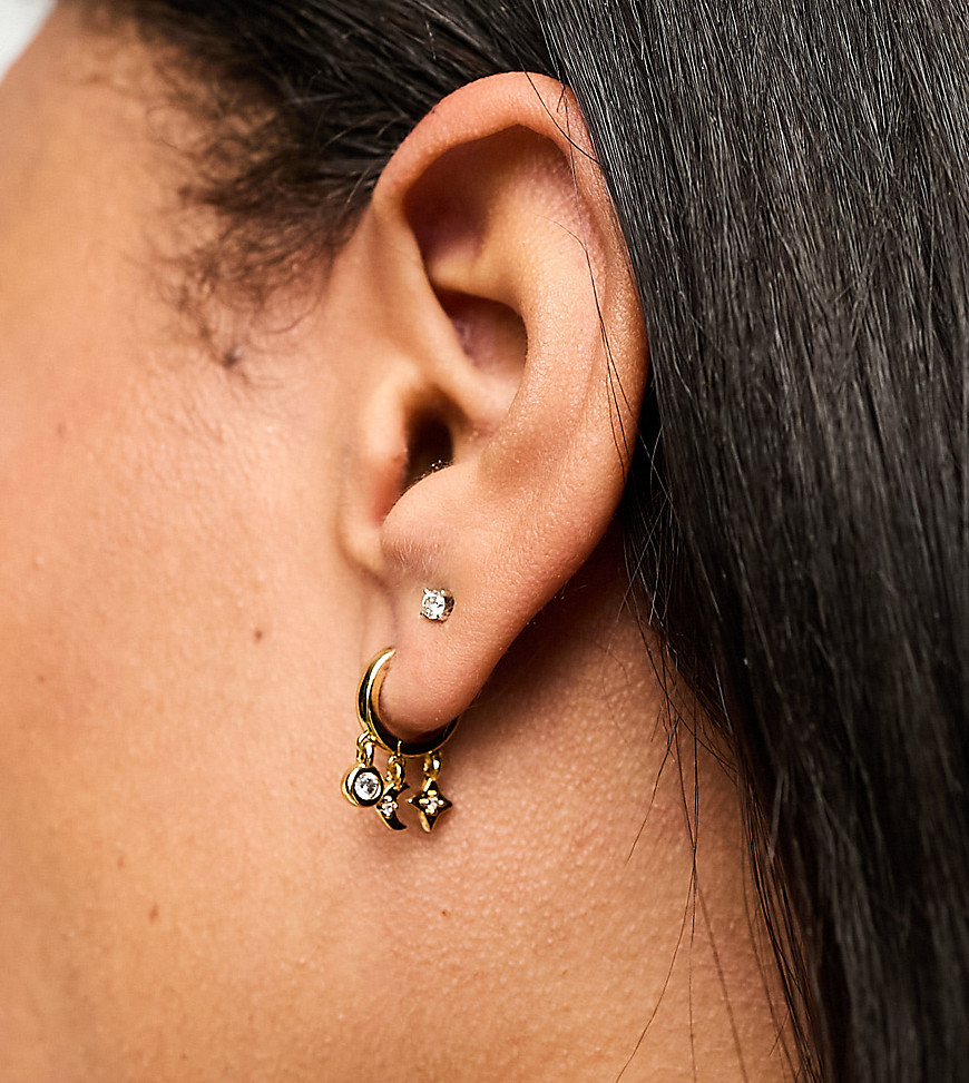 Accessorize Z gold plated celestial charm hoop earrings