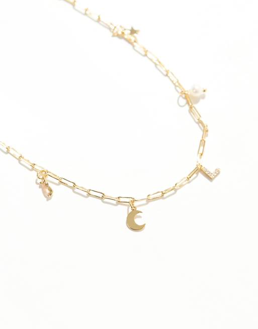 【オープニング 大放出セール】 Accessorize Z necklace charm inital L celestial plated gold アクセサリー