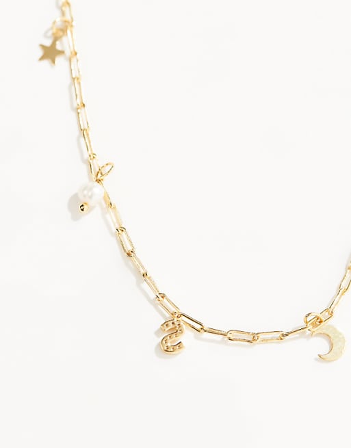 Accessorize Z gold plated celestial S inital charm necklace Accessorize Z gold plated celestial S inital charm necklace