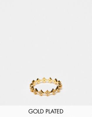 Accessorize Z gold plated celestial star band ring in gold - ASOS Price Checker