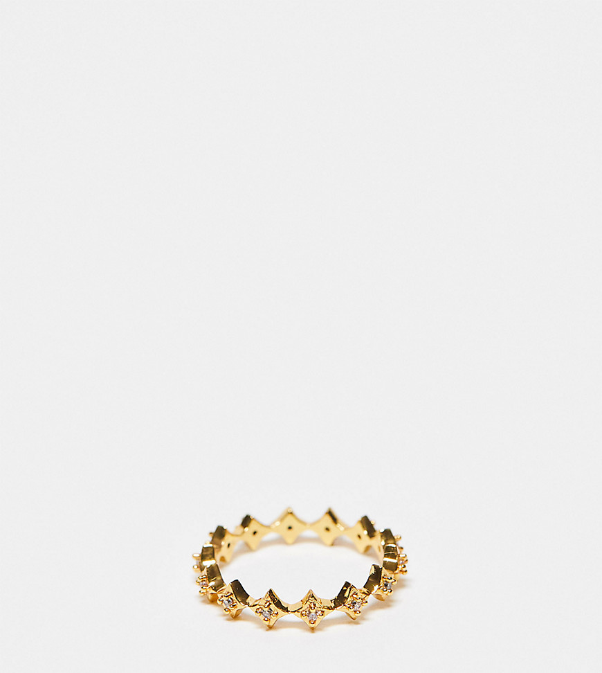 Accessorize Z gold plated celestial star band ring in gold