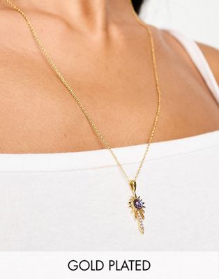 Accessorize Z gold plated faux opal sunburst pendant necklace in gold
