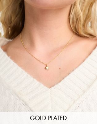 Accessorize Z gold plated pave star pendant necklace in gold - ASOS Price Checker