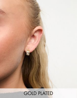Accessorize Z gold plated sparkle stone hoop earrings - ASOS Price Checker