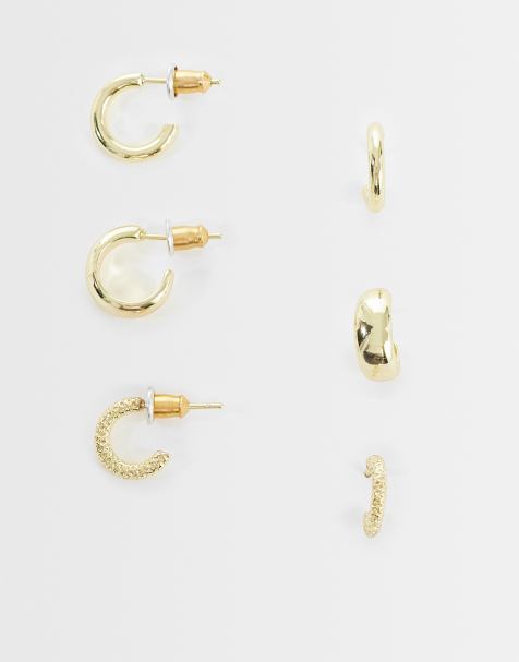 Accessorize – Z – Grova creoler med 14k guldplätering, 3-pack - view 1