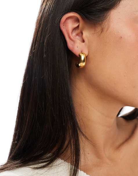 Accessorize - Z - Guldbelagte hoop-øreringe i rustfrit stål med smeltet halvmåne-design - view 1