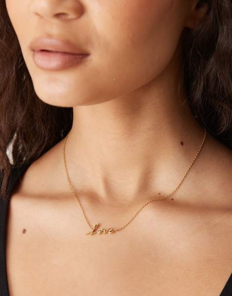 Accessorize – Z – Halsband med 14k guldplätering och 'Love'-hänge - view 1