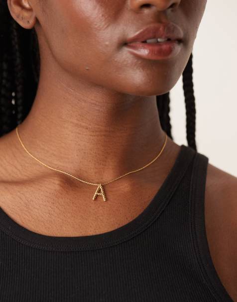 Accessorize – Z – Halsband med 14K guldplätering och vriden A-initial - view 1