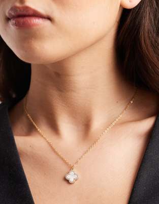 Accessorize - Z - Halskette mit 14-Karat-Vergoldung und Kleeblatt-Anhänger-Goldfarben