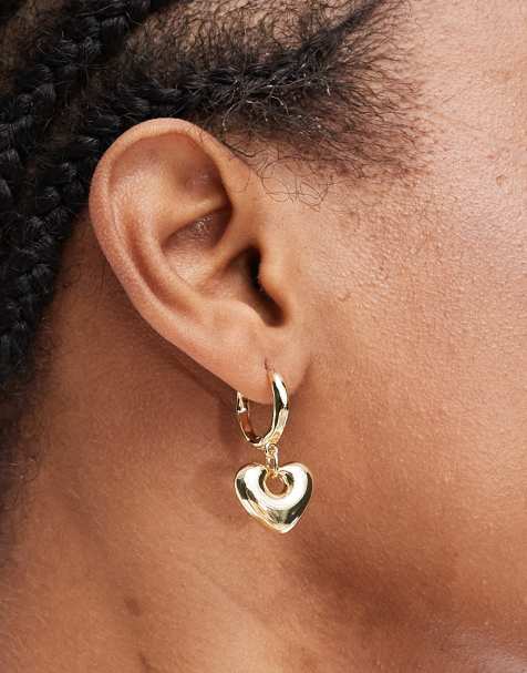 Accessorize Z heart drop earrings in gold - view 1